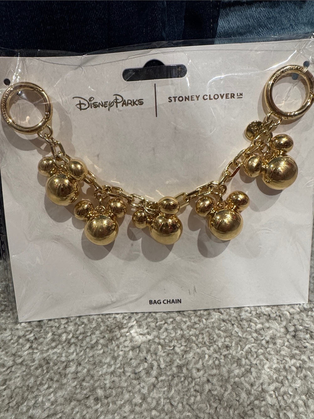 Disney Parks Exclusive Stoney Clover Gold Mickey Bag Charm Chain